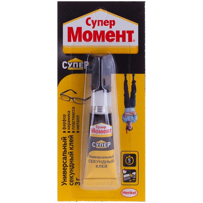картинка Клей моментального действия, 3 гр, универсальный, "Супер", Момент, 608976 от магазина Альфанит в Кунгуре
