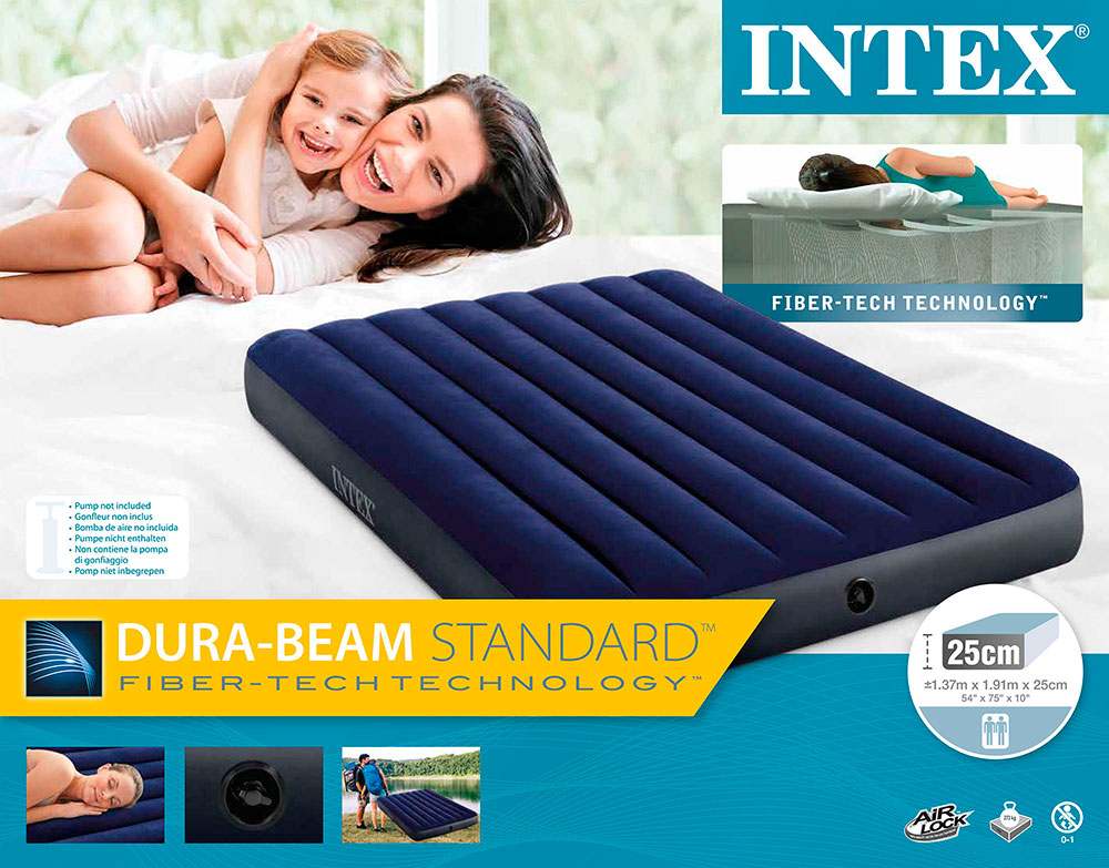 картинка Матрас надувной, 137*191*25 см, "Classic Downy Dura-Beam", Intex, 64758 от магазина Альфанит в Кунгуре