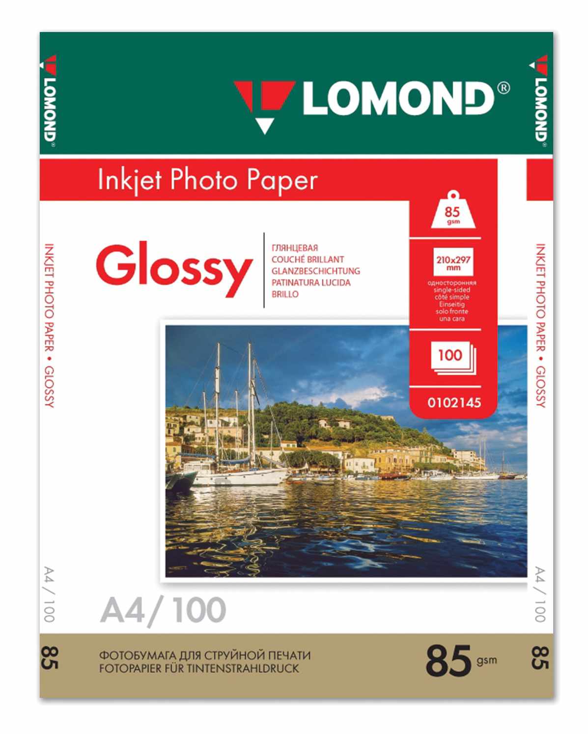картинка Фотобумага Lomond, А4, 100 л, 85 г/м2, глянцевая односторонняя, 0102145 от магазина Альфанит в Кунгуре