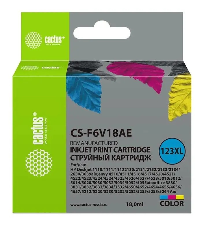 картинка Картридж струйный Cactus, HP 123XL, для 1110/1111/1112/2130, Color, CS-F6V18AE, УЦЕНКА от магазина Альфанит в Кунгуре