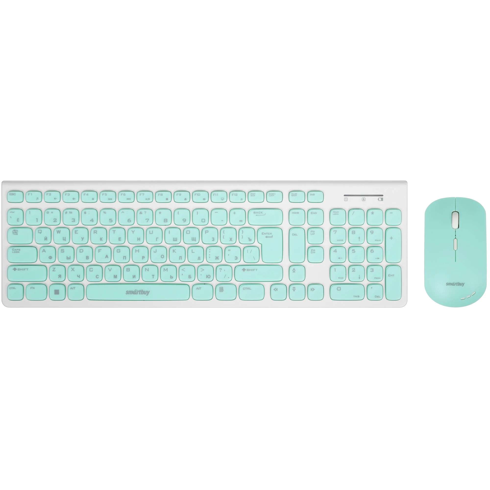 картинка Комплект беспроводной (клавиатура + мышь) SmartBuy One 250288AG, 800-1600 dpi, USB, белый/зеленый, SBC-250288AG-WG от магазина Альфанит в Кунгуре