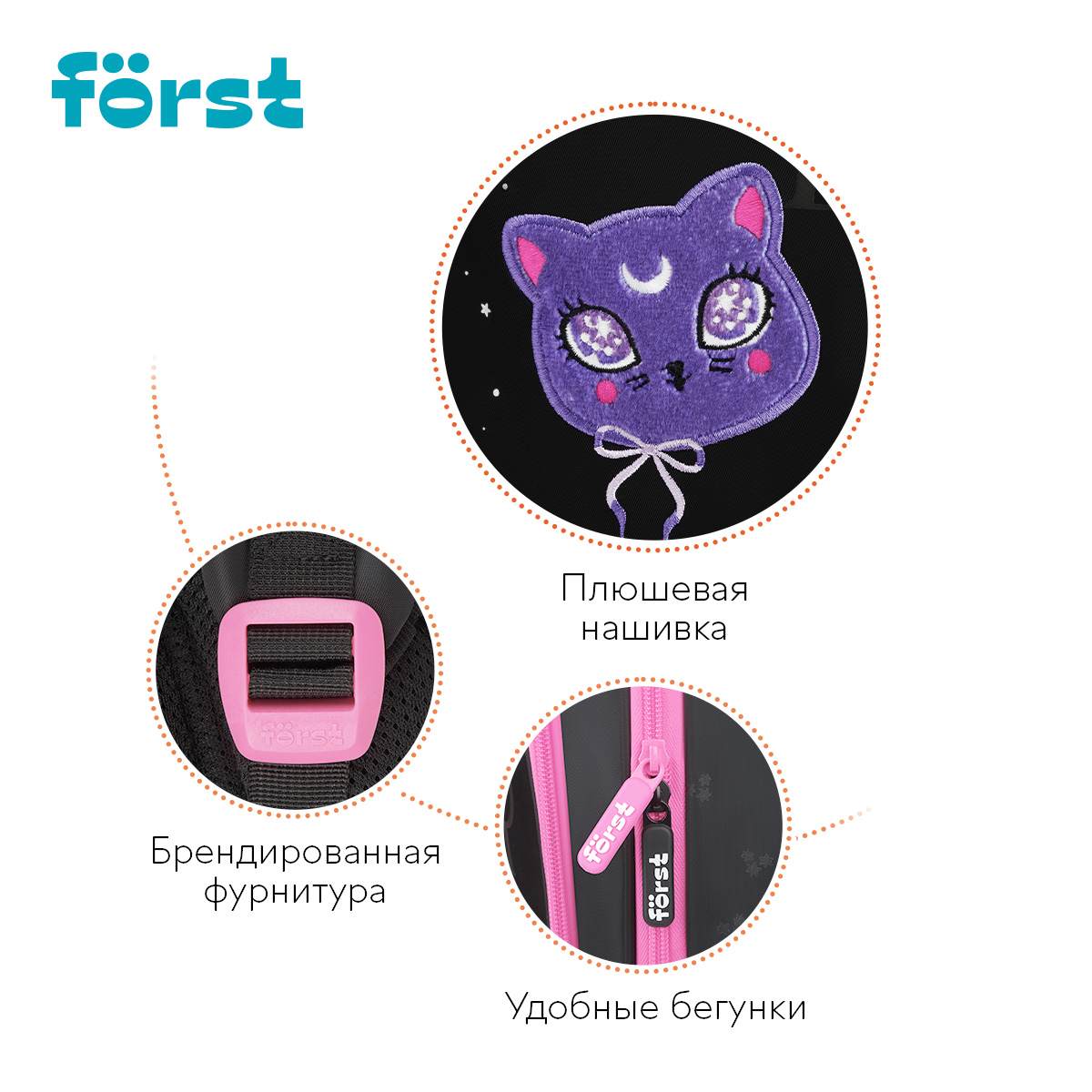 картинка Рюкзак, 3 отдела, 2 кармана, 37*29*17 см, анатомическая спинка, "F-Cute. Sweet Dreams", Först, FT-RM-102502 от магазина Альфанит в Кунгуре