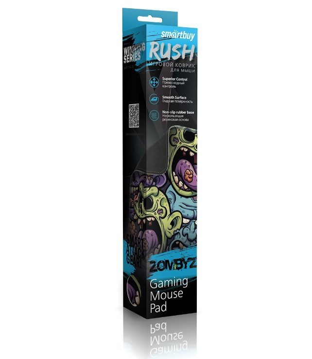 картинка Коврик для мыши SmartBuy "Rush ZombyzZz M-size", 360*270*3 мм, ткань, синий, игровой, SBMP-11G-ZM от магазина Альфанит в Кунгуре