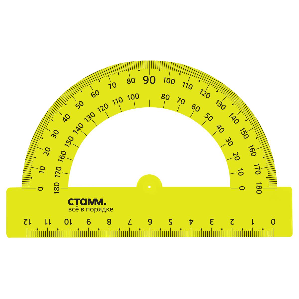 картинка Транспортир 180°, 12 см, пластик, ассорти, "Neon Crystal", СТАММ, ТР34 от магазина Альфанит в Кунгуре
