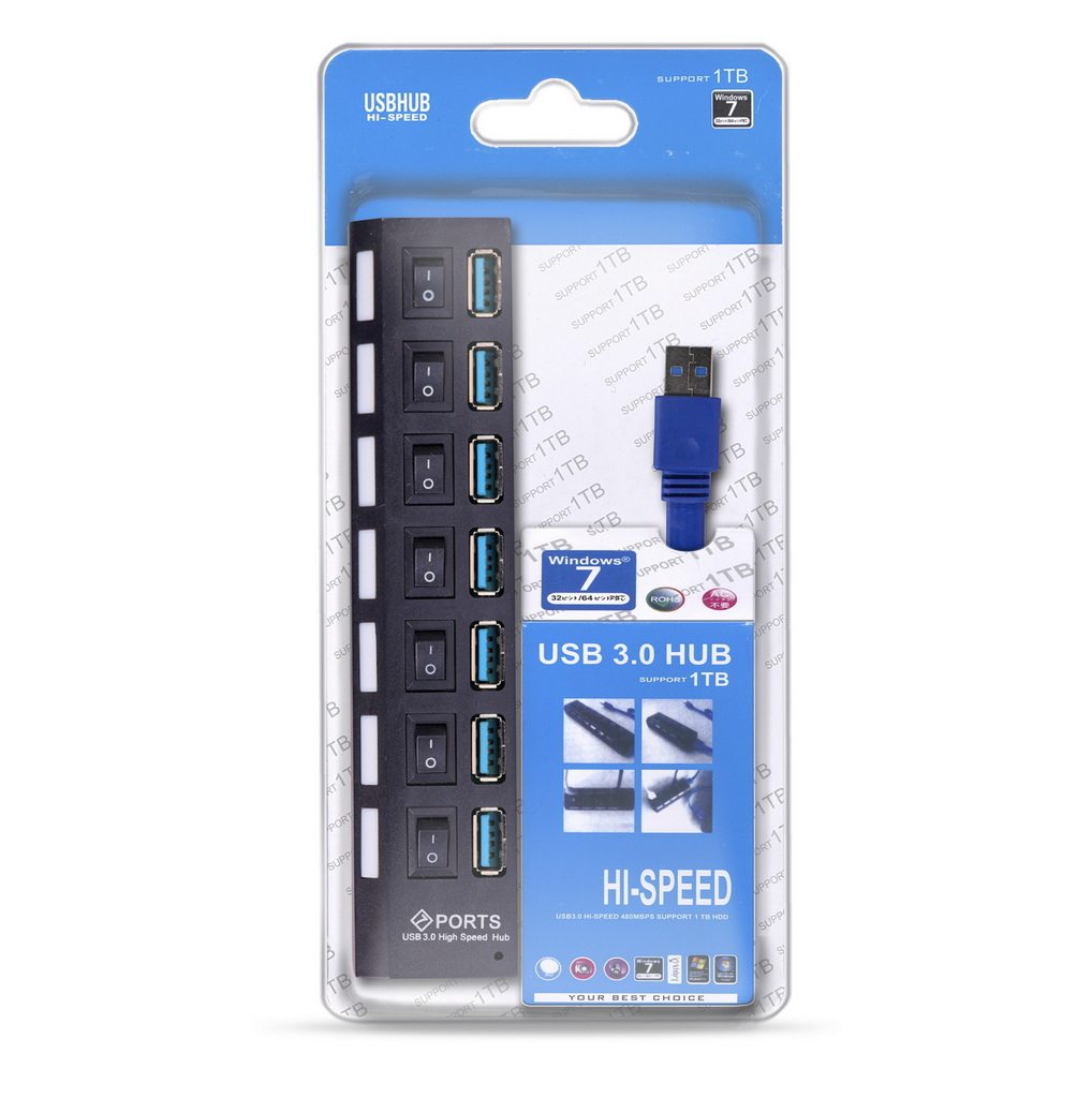 картинка Разветвитель SmartBuy 7307-B, USB 3.0, 7 портов, черный, SBHA-7307-B от магазина Альфанит в Кунгуре