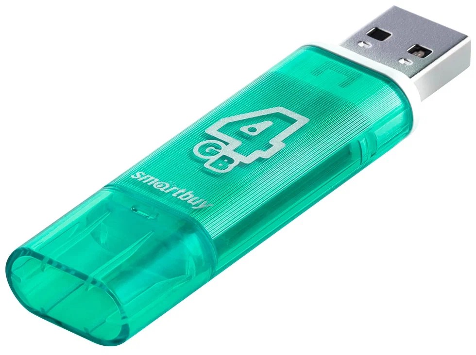 картинка Флеш-диск SmartBuy 4 GB USB 2.0, Glossy, зеленый, SB4GBGS-G от магазина Альфанит в Кунгуре