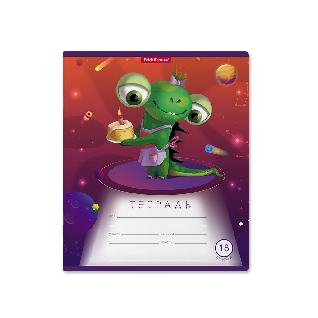 картинка Тетрадь 18 л, А5, линия, "Cosmic Monsters", Erich Krause, 51420 от магазина Альфанит в Кунгуре