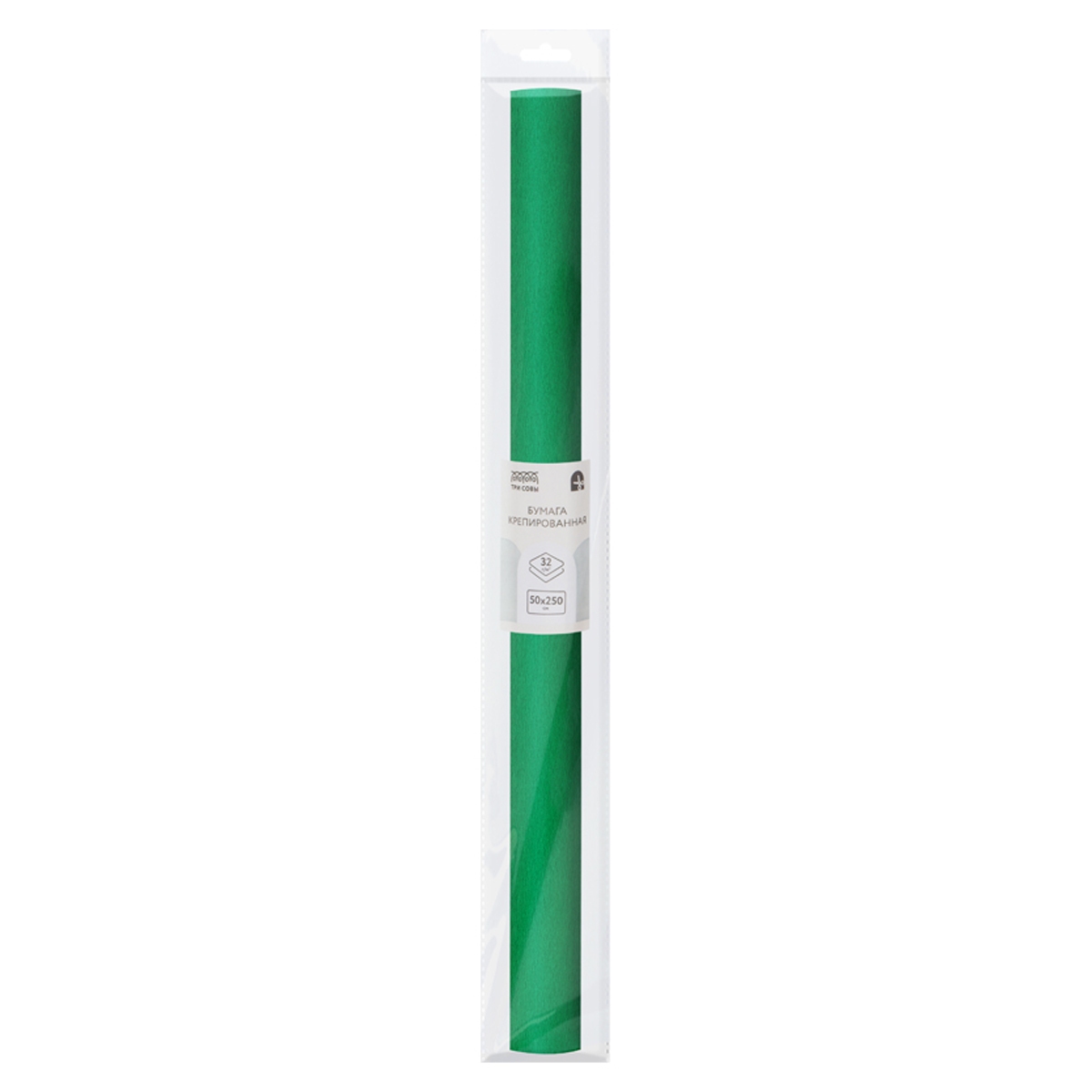 картинка Бумага крепированная, 50*250 см, 1 л, 1 цв, 32 г/м2, зеленый, рулон, Три совы, CR_43985 от магазина Альфанит в Кунгуре