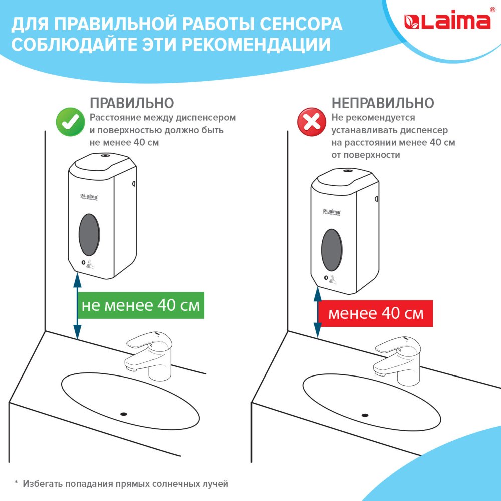 картинка Диспенсер для жидкого мыла, 1,3 л, пластик, белый, наливной, сенсорный, "Professional Eco", LAIMA, 607329 от магазина Альфанит в Кунгуре