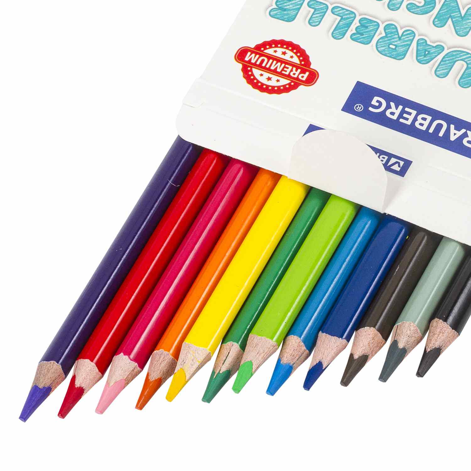 картинка Карандаши цветные акварельные, 12 цв, 12 шт, дерево, "Premium Aquarelle", BRAUBERG, 181671 от магазина Альфанит в Кунгуре