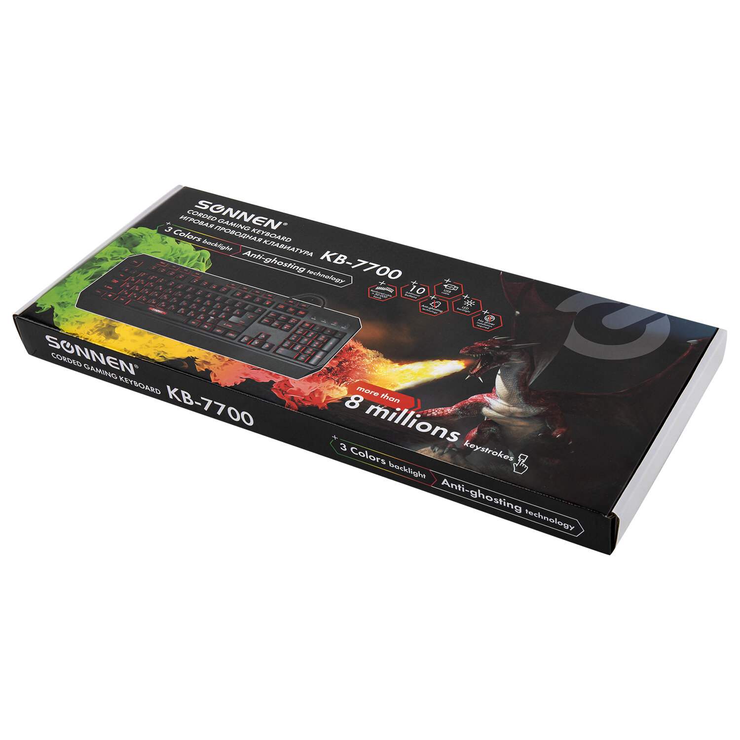 картинка Клавиатура проводная SONNEN KB-7700, USB, черный, 513512 от магазина Альфанит в Кунгуре