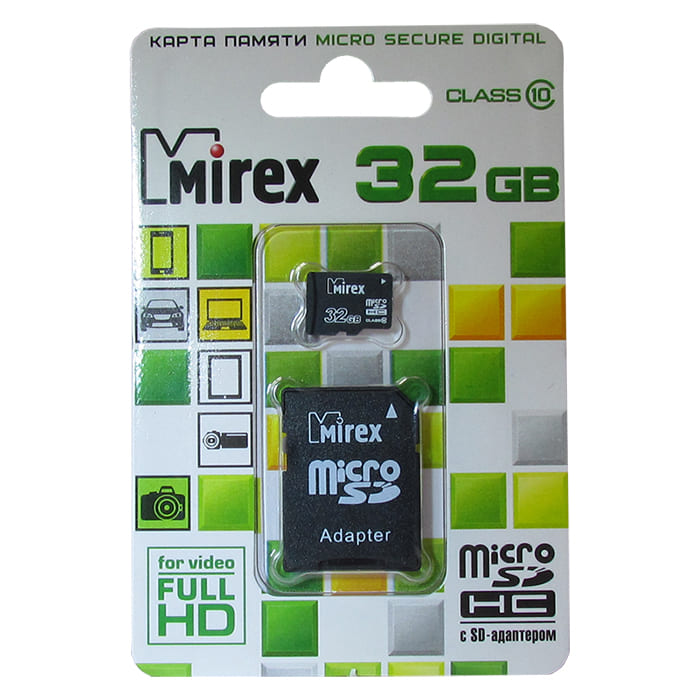 картинка Карта памяти micro-SDHC Mirex 32 GB Class 10, с адаптером, 13613-AD10SD32 от магазина Альфанит в Кунгуре
