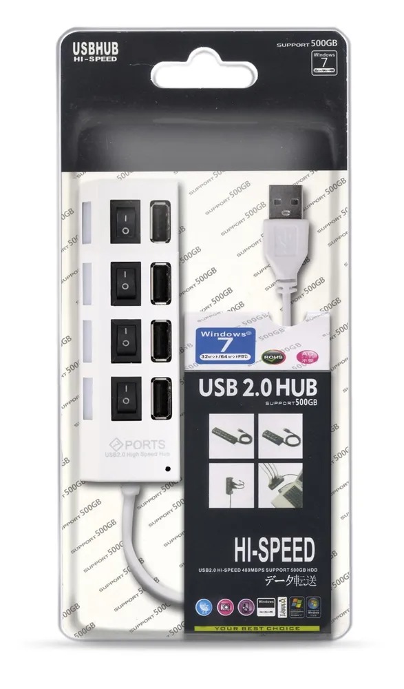 картинка Разветвитель SmartBuy SBHA-7204-W, USB, 4 порта, белый, с выключателями от магазина Альфанит в Кунгуре