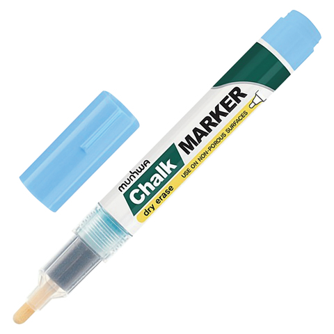 картинка Маркер меловой, 3 мм, голубой, спиртовая основа, "Chalk Marker", MunHwa, CM-02 от магазина Альфанит в Кунгуре