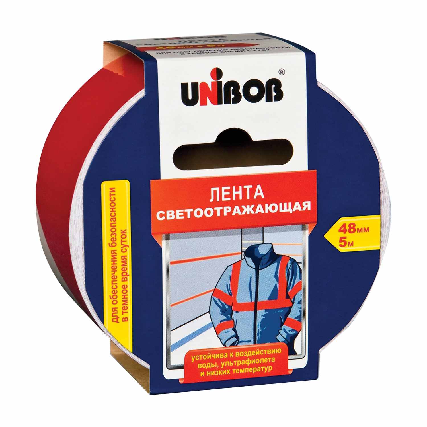 картинка Лента сигнальная, 48мм*5м, красно-белая, износоустойчивая, Unibob, 48984 ОЗ, 604164 от магазина Альфанит в Кунгуре