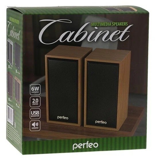 картинка Акустическая система 2.0 Perfeo Cabinet, 2*3Вт, USB, дерево, бук, PF_4326 от магазина Альфанит в Кунгуре