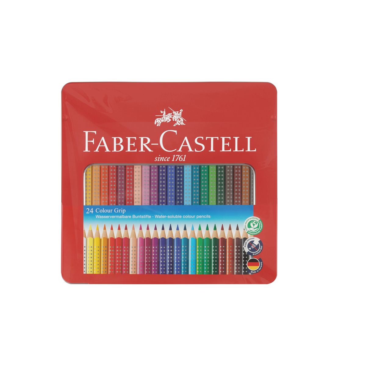 картинка Карандаши цветные акварельные, 24 цв, 24 шт, дерево, трехгранный корпус, "Grip", Faber-Castell, 112423 от магазина Альфанит в Кунгуре