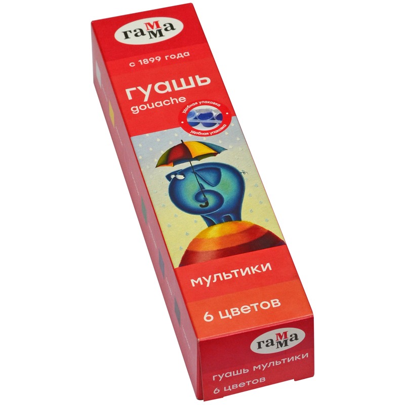 картинка Гуашь, 6 цв, 6 шт по 15 мл, "Мультики", Гамма, 100222-6 от магазина Альфанит в Кунгуре