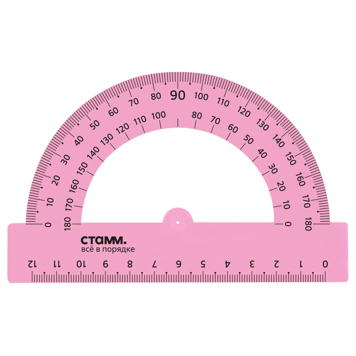 картинка Транспортир 180°, 12 см, пластик, ассорти, "Neon Crystal", СТАММ, ТР34 от магазина Альфанит в Кунгуре