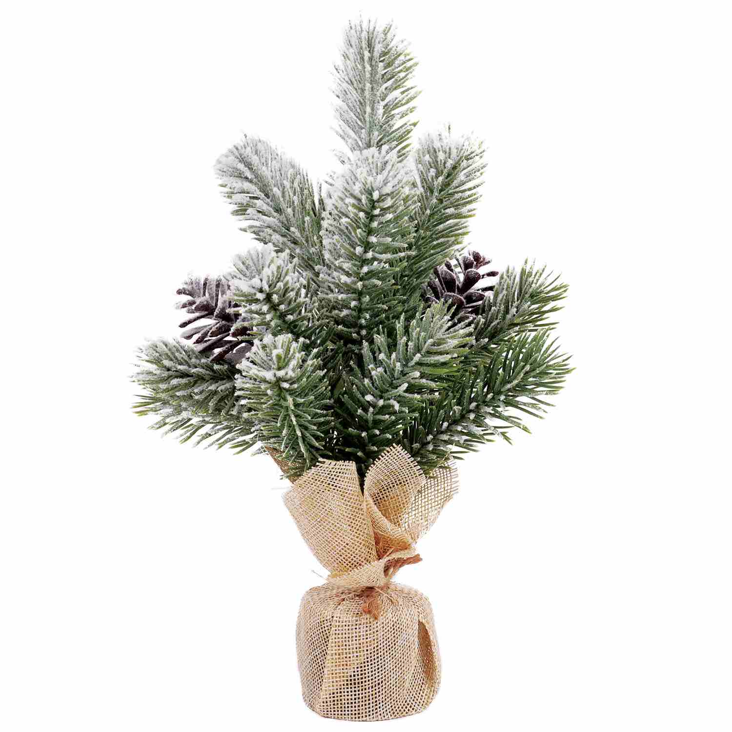 картинка Елка декоративная зеленая, 25 см, заснеженная, с шишками, Золотая сказка, 592010 от магазина Альфанит в Кунгуре