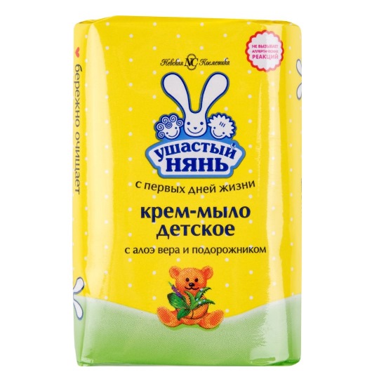 картинка Мыло-крем детское, 90 гр, "Алоэ вера и подорожник", Ушастый нянь от магазина Альфанит в Кунгуре