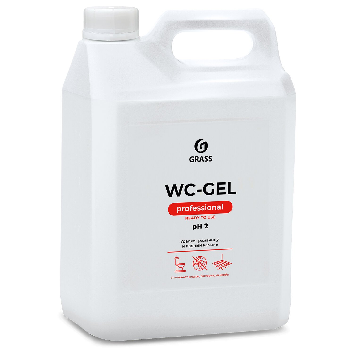 картинка Средство чистящее для сантехники, 5,3 кг, канистра, гель, "Wc-gel", GRASS, 605628 от магазина Альфанит в Кунгуре