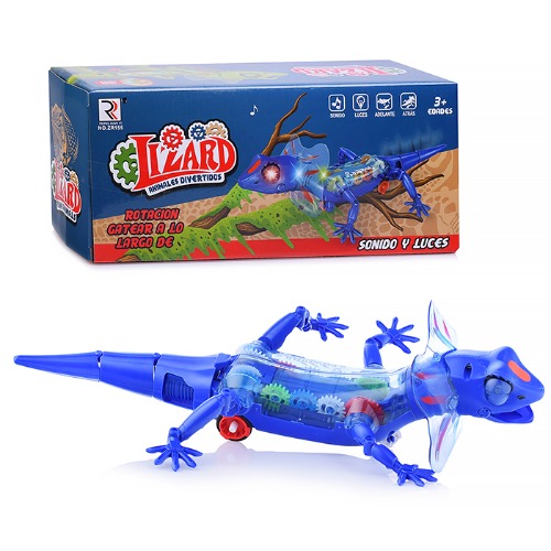 картинка Игрушка музыкальная, 25*11 см, свет, звук, пластик, в коробке, с шестеренками, "Ящерица", ZR155 от магазина Альфанит в Кунгуре