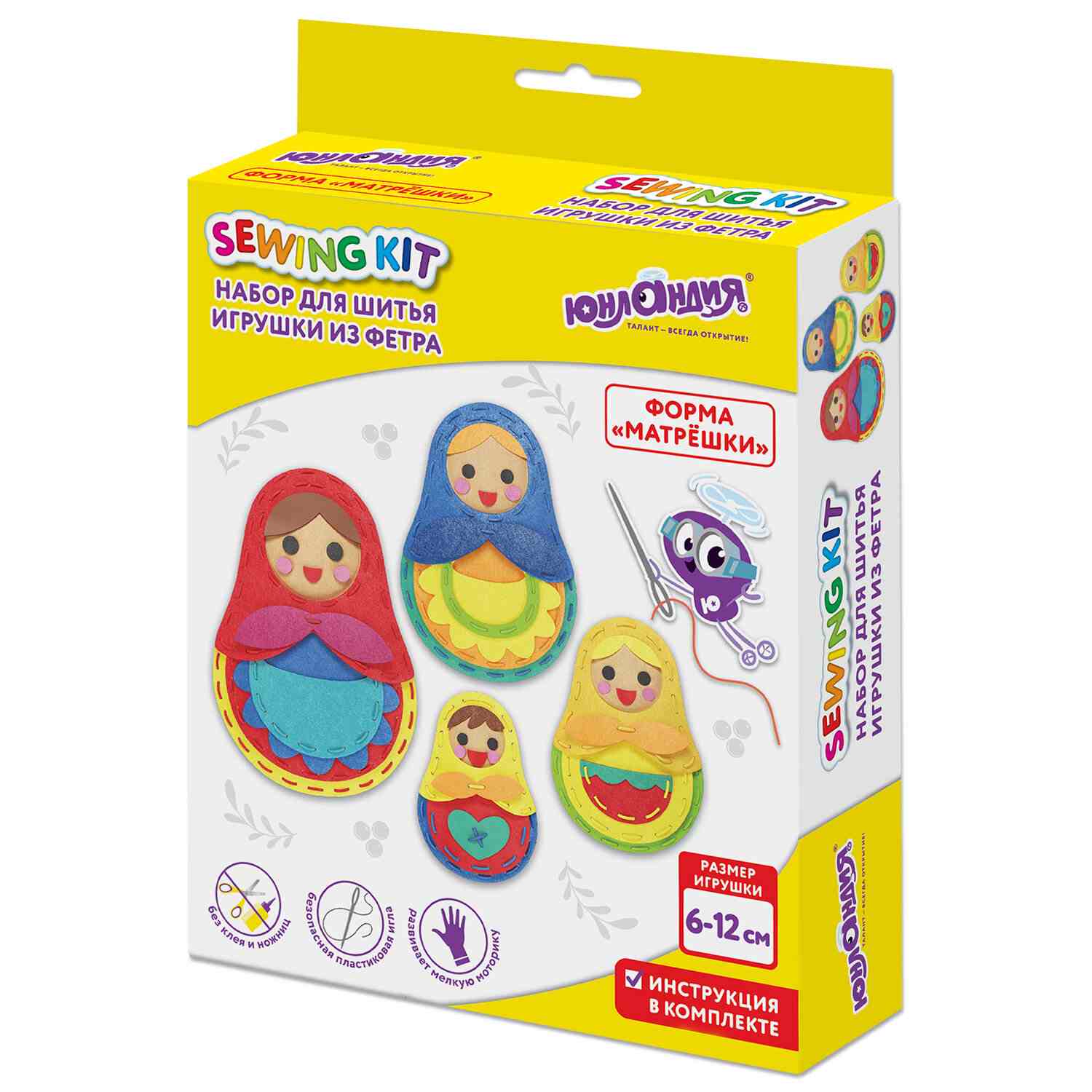 картинка Набор для шитья игрушки, фетр, 4 шт, "Матрешки", Юнландия, 664737 от магазина Альфанит в Кунгуре