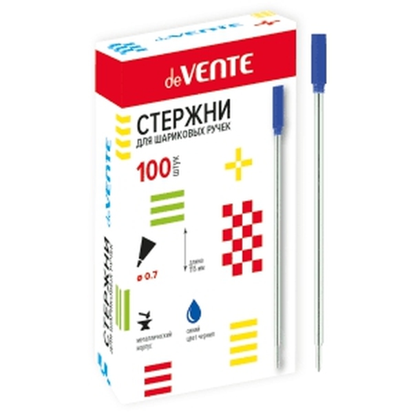 картинка Стержень шариковый, 115 мм, 0,7 мм, пластик, синий, с поворотным механизмом, deVente, 5074801 от магазина Альфанит в Кунгуре