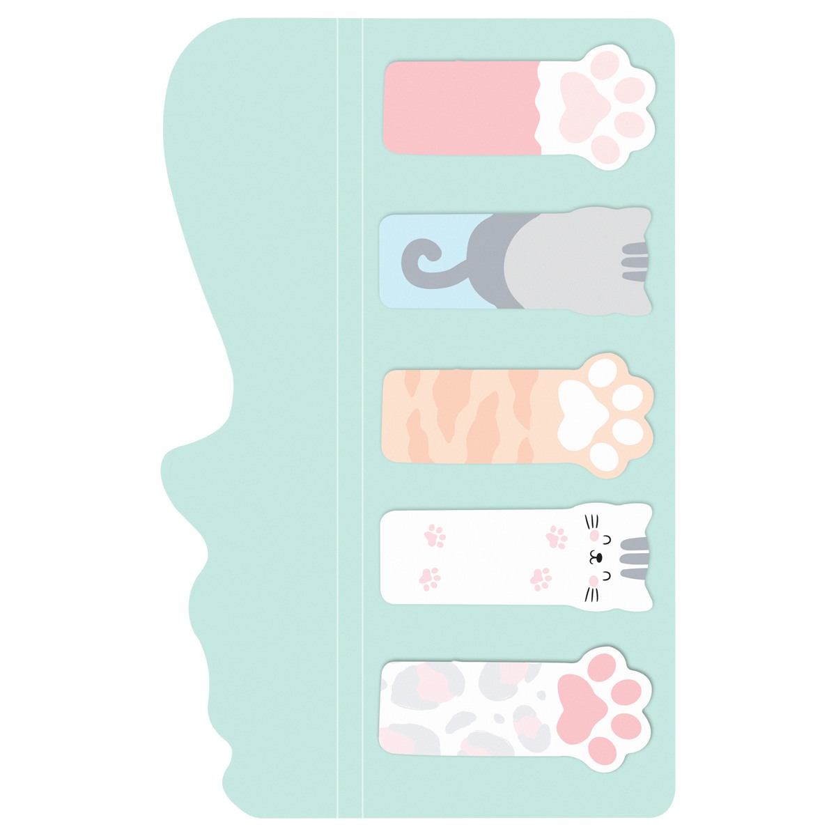 картинка Закладки-флажки самоклеящиеся, 100 л, 5 цв, "Meow paw", MESHU, MS_54265 от магазина Альфанит в Кунгуре