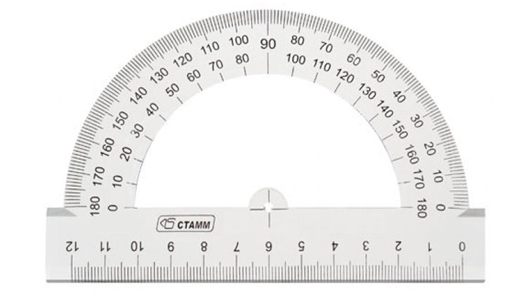 картинка Транспортир 180°, 12 см, пластик, прозрачный, СТАММ, ТР32 от магазина Альфанит в Кунгуре