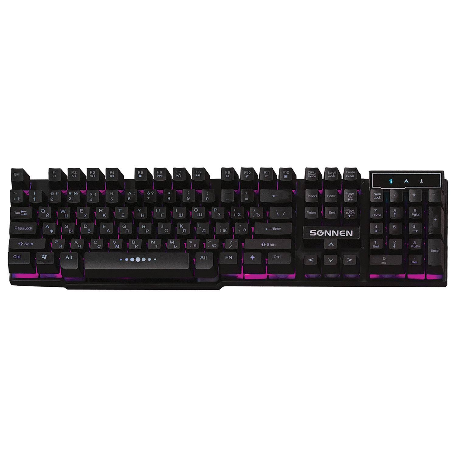 картинка Клавиатура проводная SONNEN KB-7010, USB, черный, 512653 от магазина Альфанит в Кунгуре