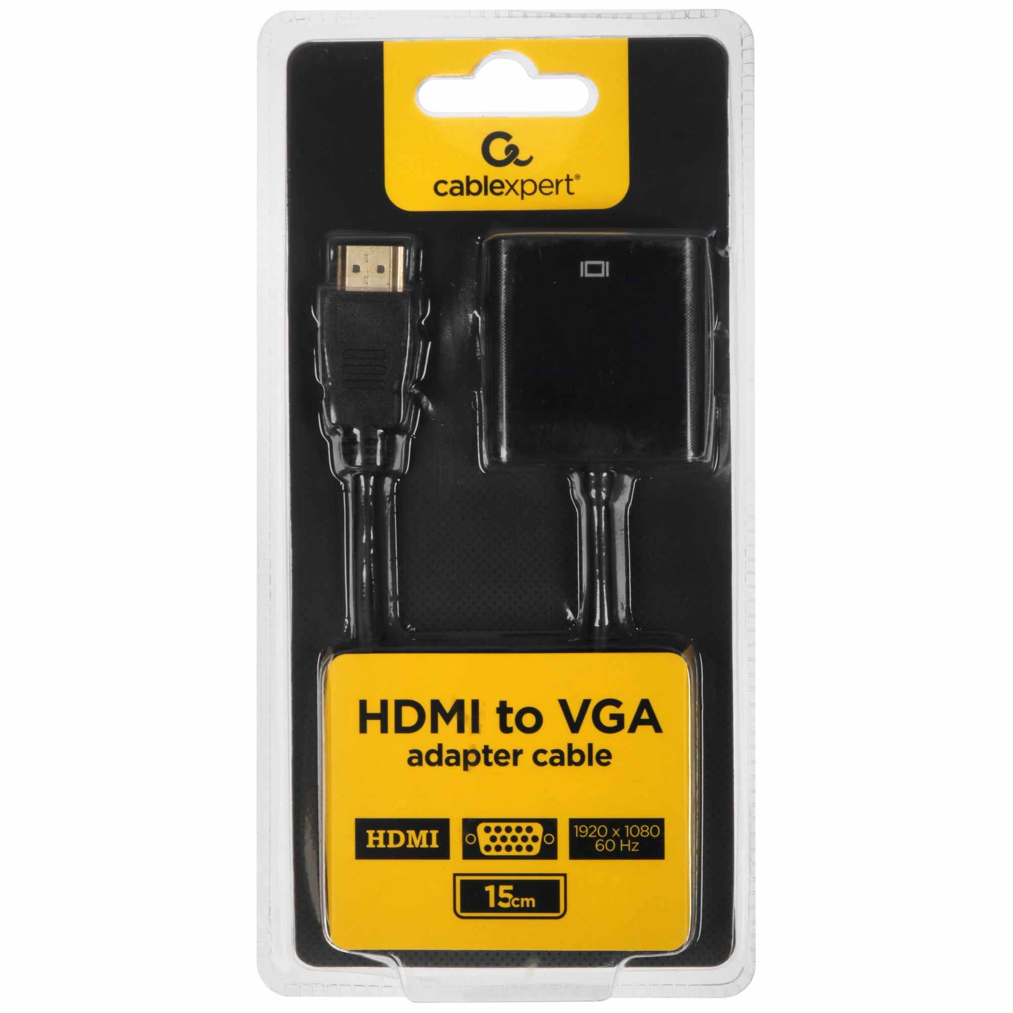 картинка Переходник аудио-видео Cablexpert A-HDMI-VGA-04 VGA (F) — HDMI (M), 0,15 м, черный от магазина Альфанит в Кунгуре