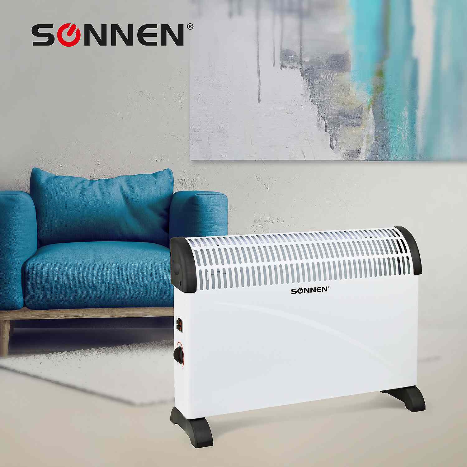 картинка Обогреватель конвектор SONNEN Y-01S, 2000 Вт, белый/черный, 455309 от магазина Альфанит в Кунгуре