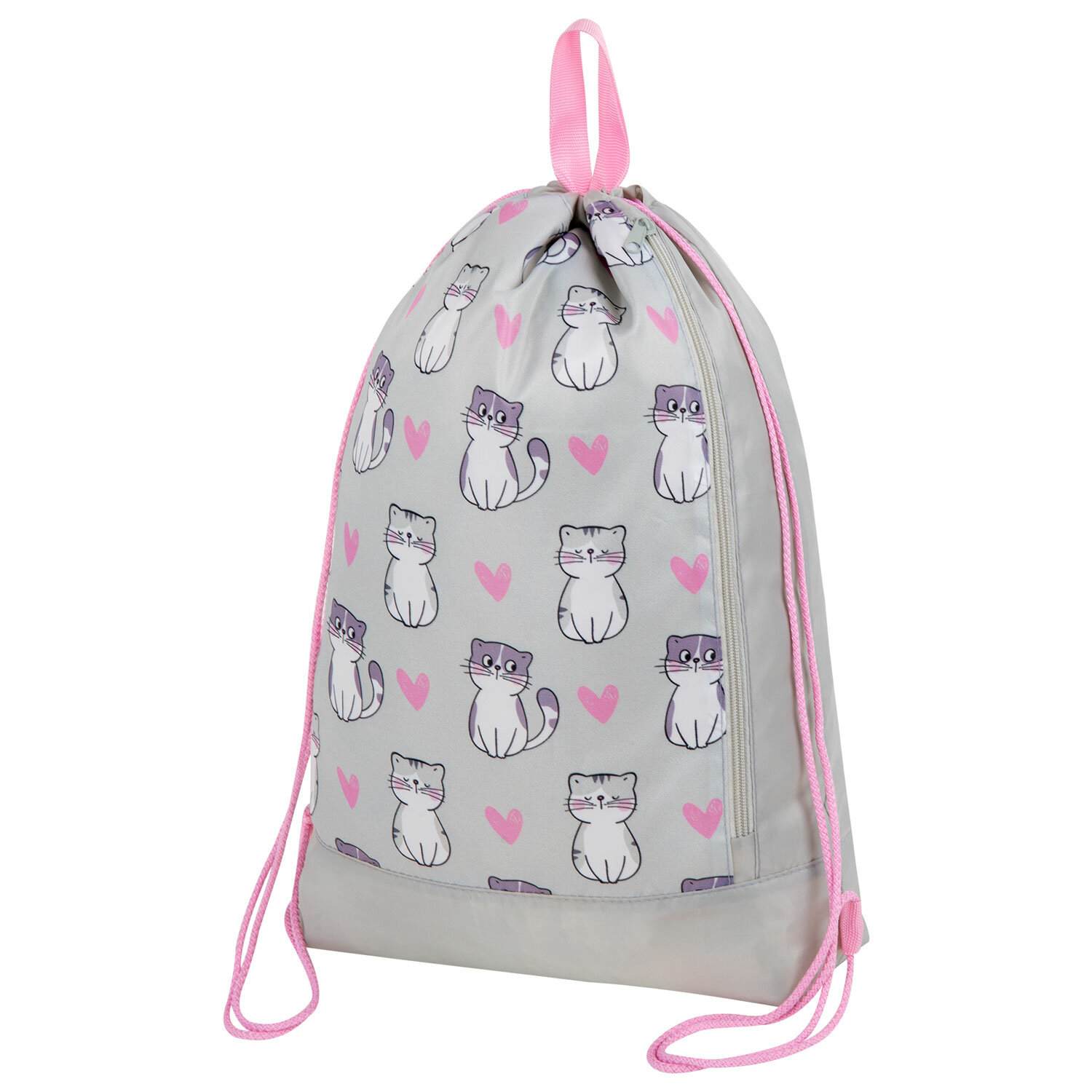 картинка Мешок для обуви, 1 отдел, 1 карман, 46*36 см, с ручками, "Kitties", Юнландия, 272407 от магазина Альфанит в Кунгуре