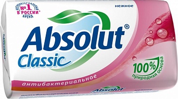 картинка Мыло, 90 гр, антибактер., "Нежное", Absolut, 5233, 600589 от магазина Альфанит в Кунгуре