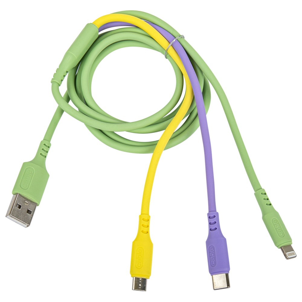 картинка Кабель зарядный SONNEN 3 в 1 USB 2.0 AM — Micro USB/USB Type C/Lightning, 1,0 м, медь, 513562 от магазина Альфанит в Кунгуре