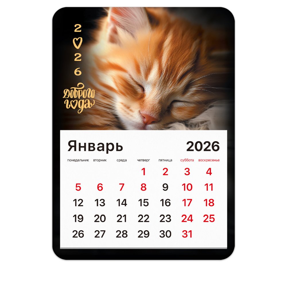 картинка Календарь на магните 2026 год, 13*18 см, "Котик", BRAUBERG, 117289 от магазина Альфанит в Кунгуре