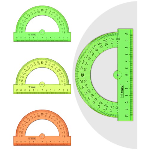 картинка Транспортир 180°, 12 см, пластик, ассорти, "Neon Crystal", СТАММ, ТР34 от магазина Альфанит в Кунгуре