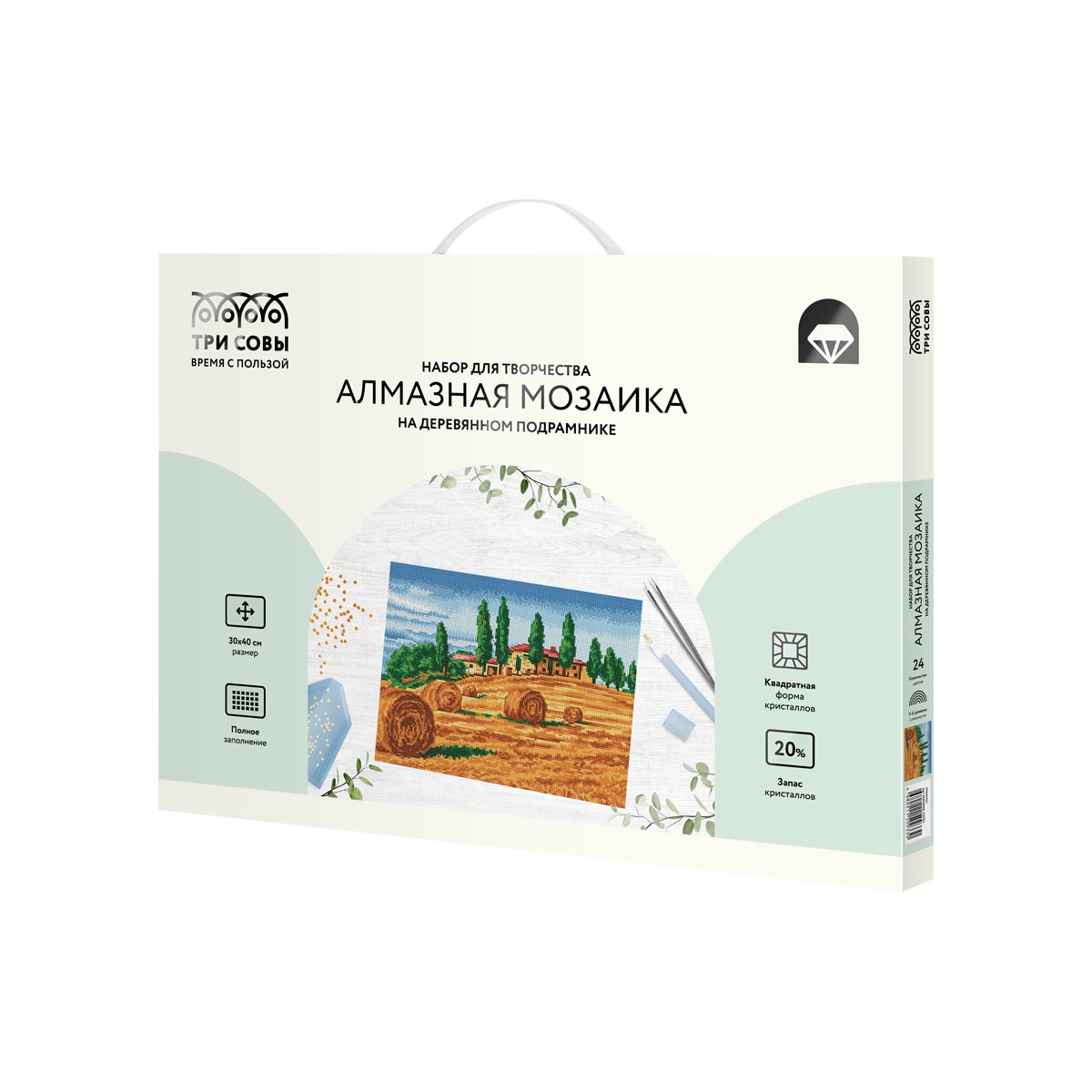 картинка Алмазная картина, 30*40 см, на подрамнике, полная выкладка, "Сенокос", Три совы, АМП3040_52933 от магазина Альфанит в Кунгуре
