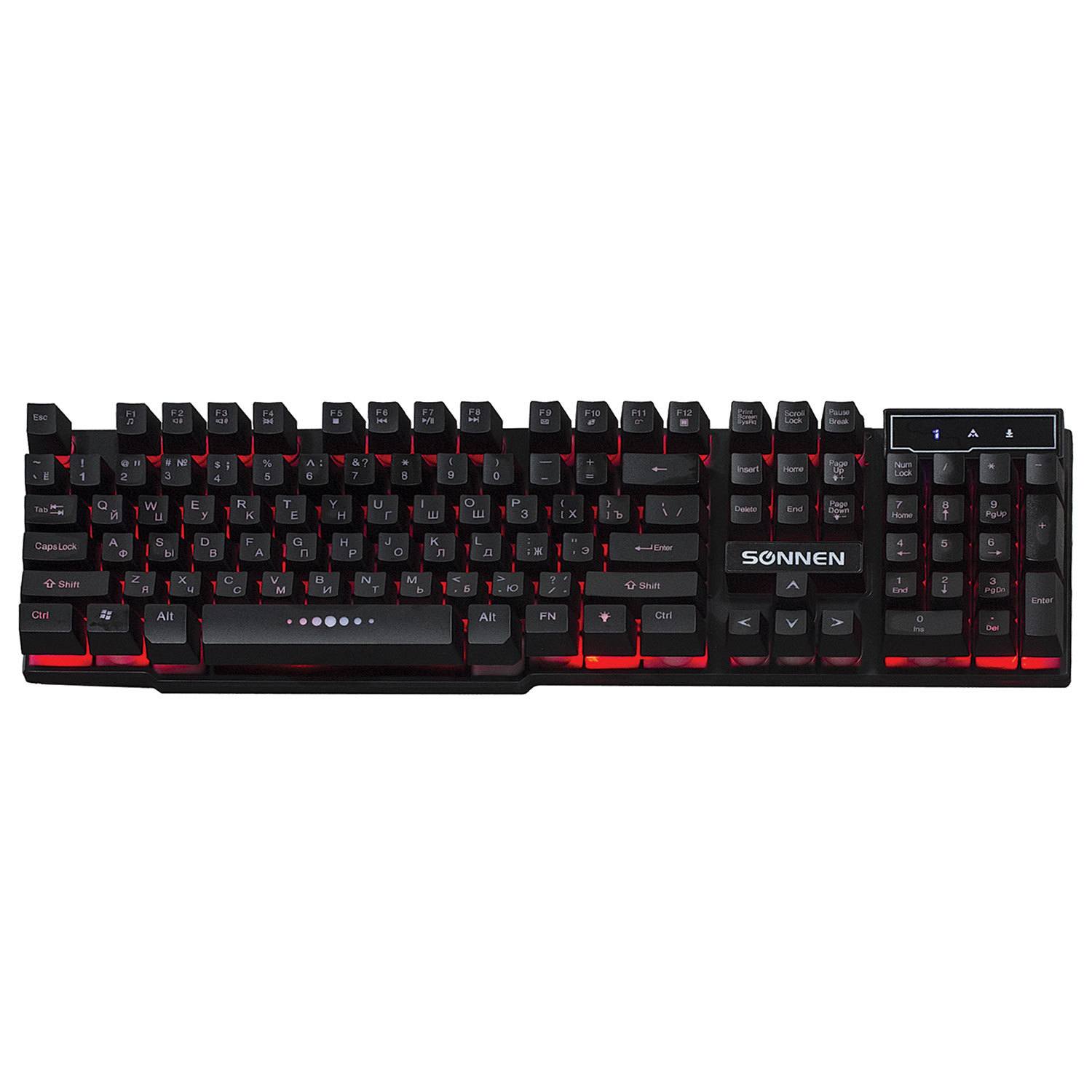 картинка Клавиатура проводная SONNEN KB-7010, USB, черный, 512653 от магазина Альфанит в Кунгуре