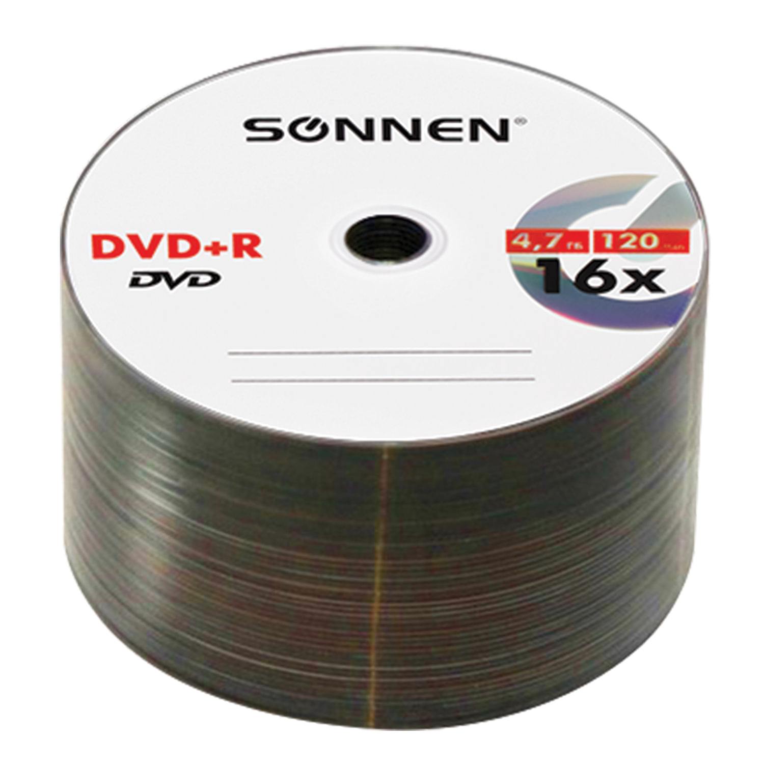 картинка Диски DVD+R SONNEN Cake Box, 50 шт, 16х4,7 Gb, 512577 от магазина Альфанит в Кунгуре