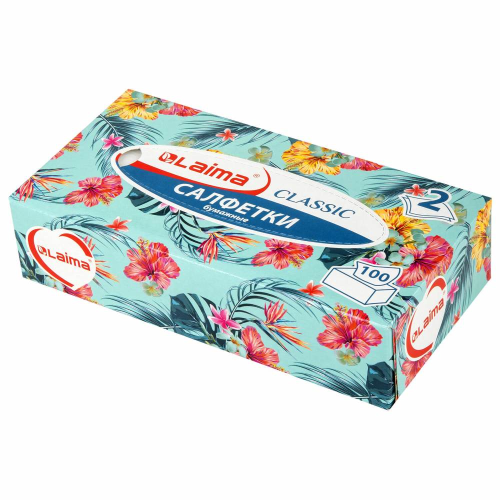 картинка Салфетки бумажные, 100 шт, 2 слоя, 20*20 см, цвет белый, картонный бокс, "Everyday", LAIMA, 113588 от магазина Альфанит в Кунгуре