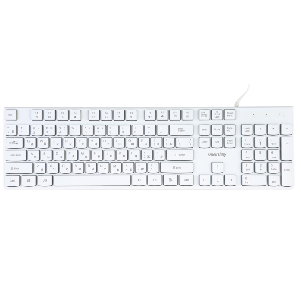 картинка Клавиатура проводная SmartBuy 251 ONE, USB, белый, подсветка, SBK-251U-W от магазина Альфанит в Кунгуре