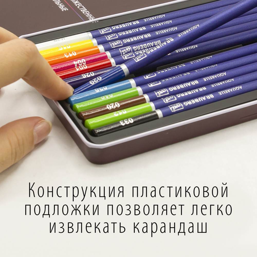 картинка Карандаши цветные акварельные художественные, 12 цв, 12 шт, дерево, "Premiere", BRAUBERG, 181533 от магазина Альфанит в Кунгуре