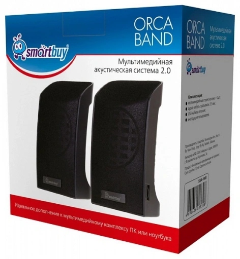 картинка Акустическая система 2.0 SmartBuy 1000 Orca Band, 2*3Вт, черный от магазина Альфанит в Кунгуре