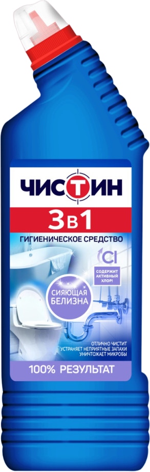 картинка Средство чистящее для сантехники, 750 мл, гель, бутыль с носиком, "3 в 1", Чистин, 601960 от магазина Альфанит в Кунгуре