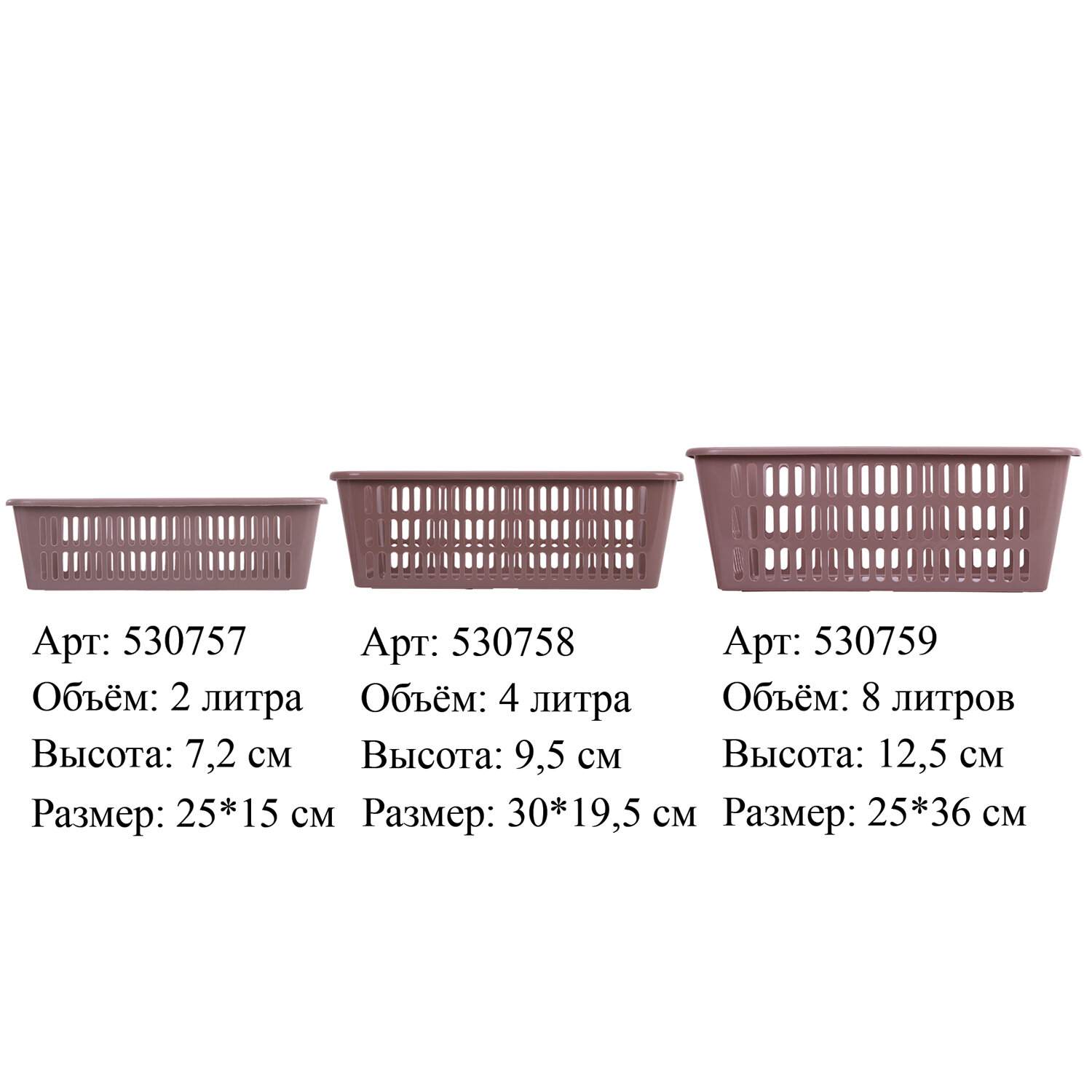картинка Корзинка универсальная, 36*25*12,5 см, ассорти, пластик, Полимербыт, 333, 530759 от магазина Альфанит в Кунгуре