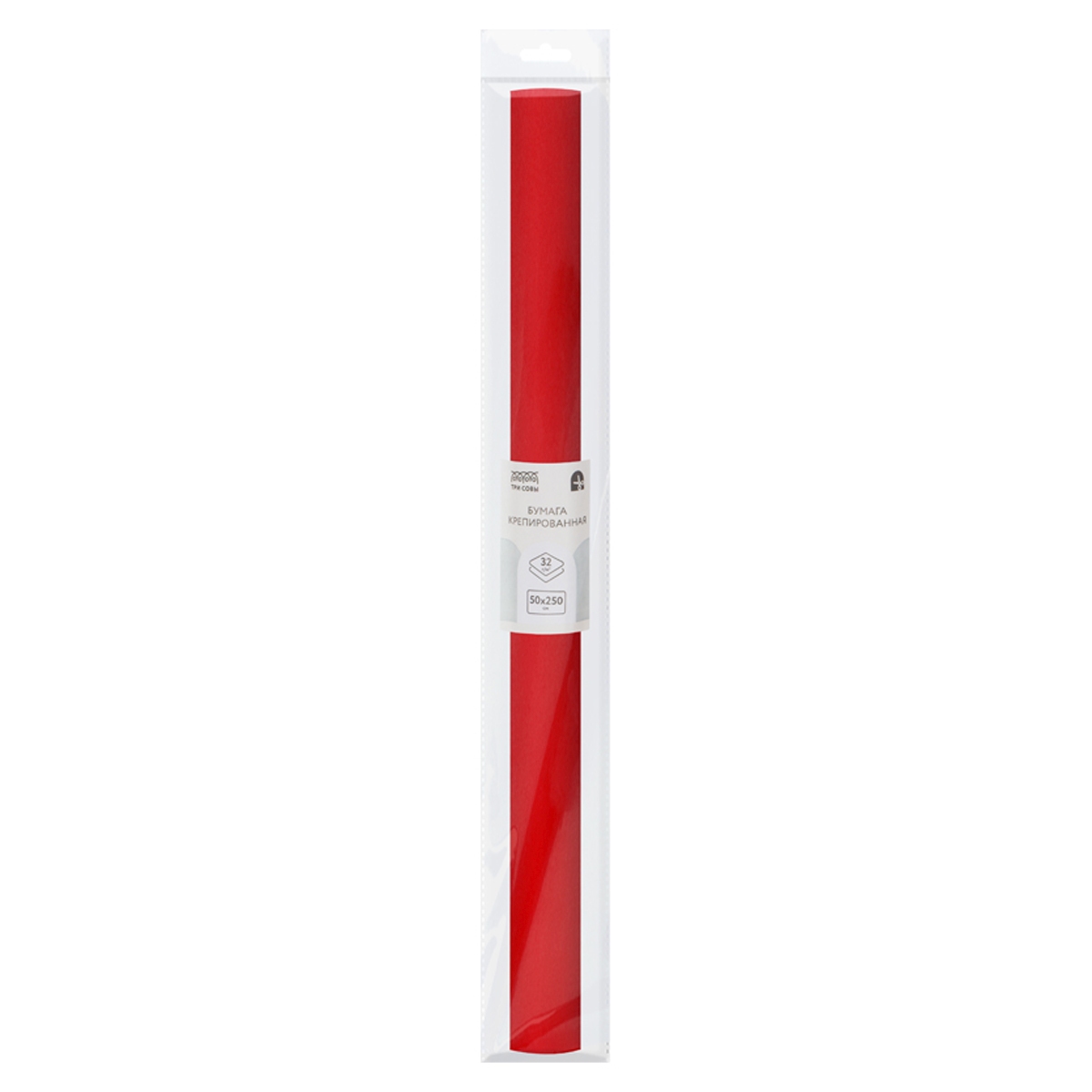 картинка Бумага крепированная, 50*250 см, 1 л, 1 цв, 32 г/м2, красный, рулон, Три совы, CR_43941 от магазина Альфанит в Кунгуре