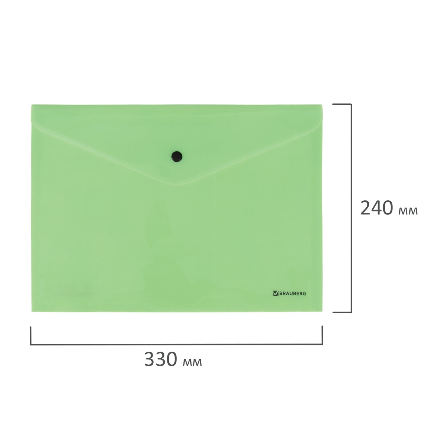 картинка Папка-конверт на кнопке, А4, до 100 л, пластик, мятный, "Pastel", BRAUBERG, 270477 от магазина Альфанит в Кунгуре